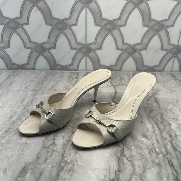 Vintage Gucci White Women's Mules Heels - Picture 1 of 9